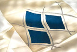 Blue on White Silk Japanese Kimono "obi" sash for wearing, dining table runner, or wall decoration