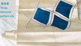 Blue on White Silk Japanese Kimono "obi" sash for wearing, dining table runner, or wall decoration