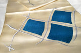Blue on White Silk Japanese Kimono "obi" sash for wearing, dining table runner, or wall decoration